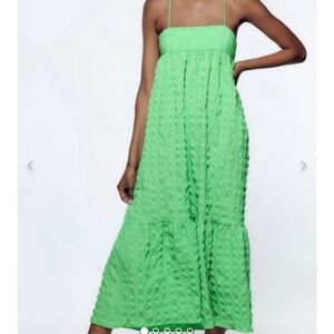 Zara green textured maxi dress
